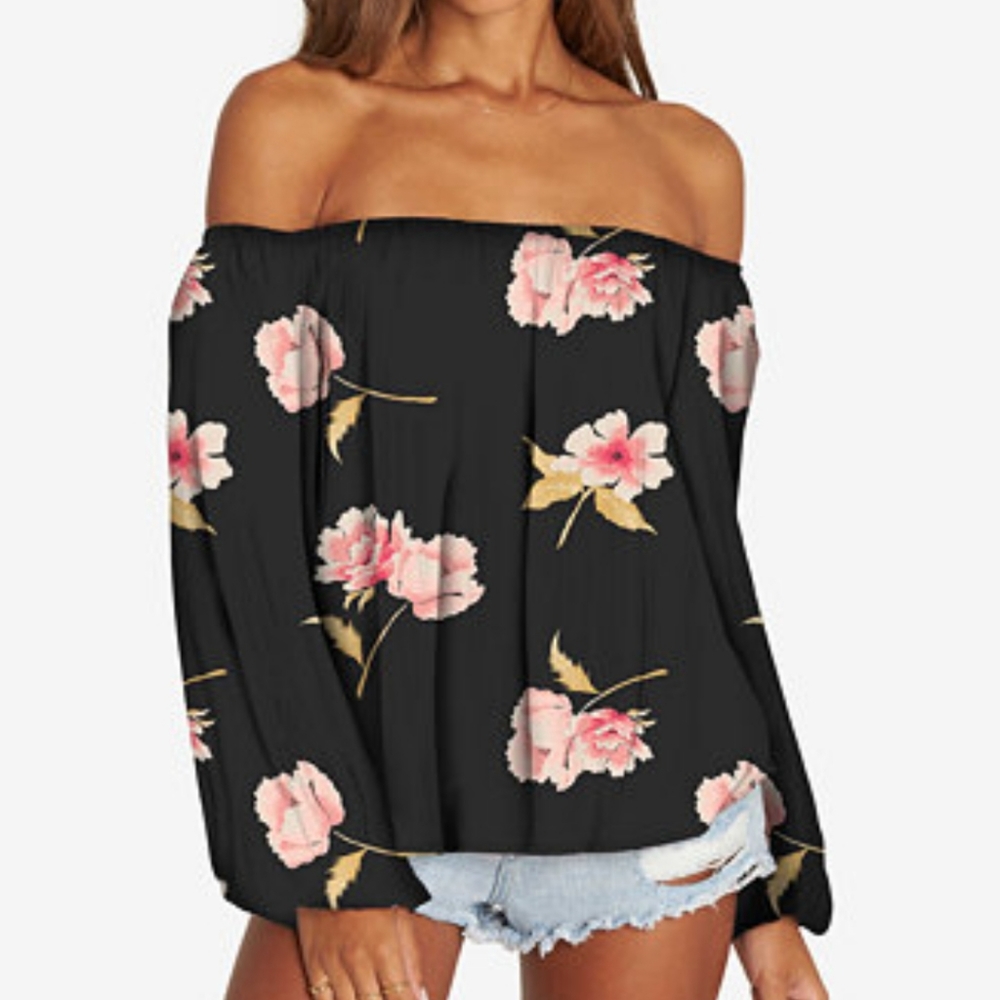 NWOT Billabong Sun Daze Off The Shoulder Floral Blouse Size Medium
